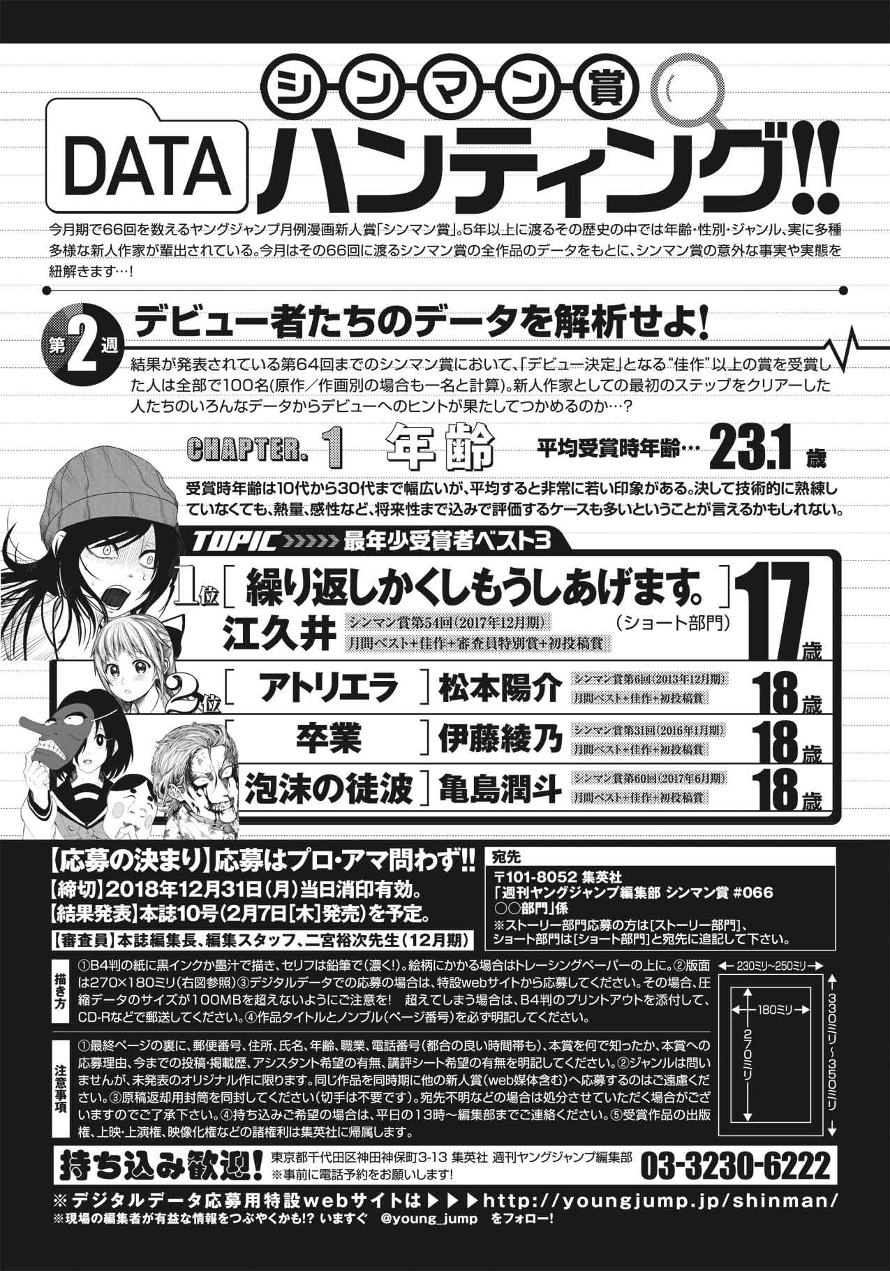 066 18年12月期 特別企画 新人賞 シンマン賞 週刊ヤングジャンプ公式サイト